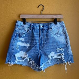 American Eagle Medium Wash Distressed Shorts